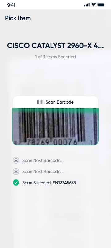 Scan barcode screen