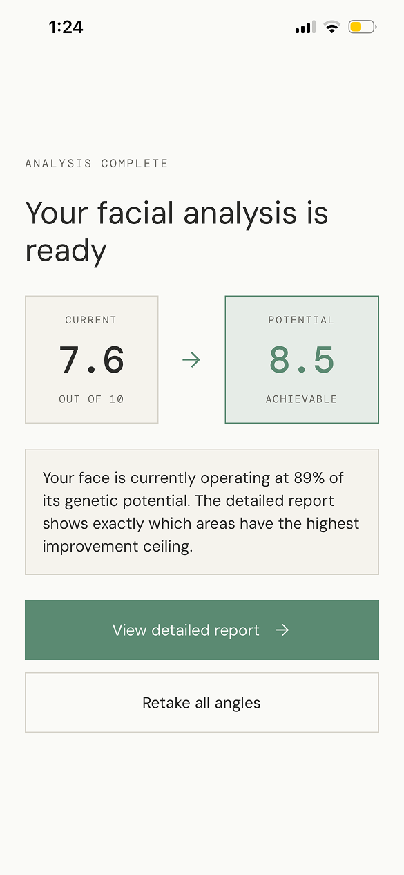 FaceSculpt analysis ready screen